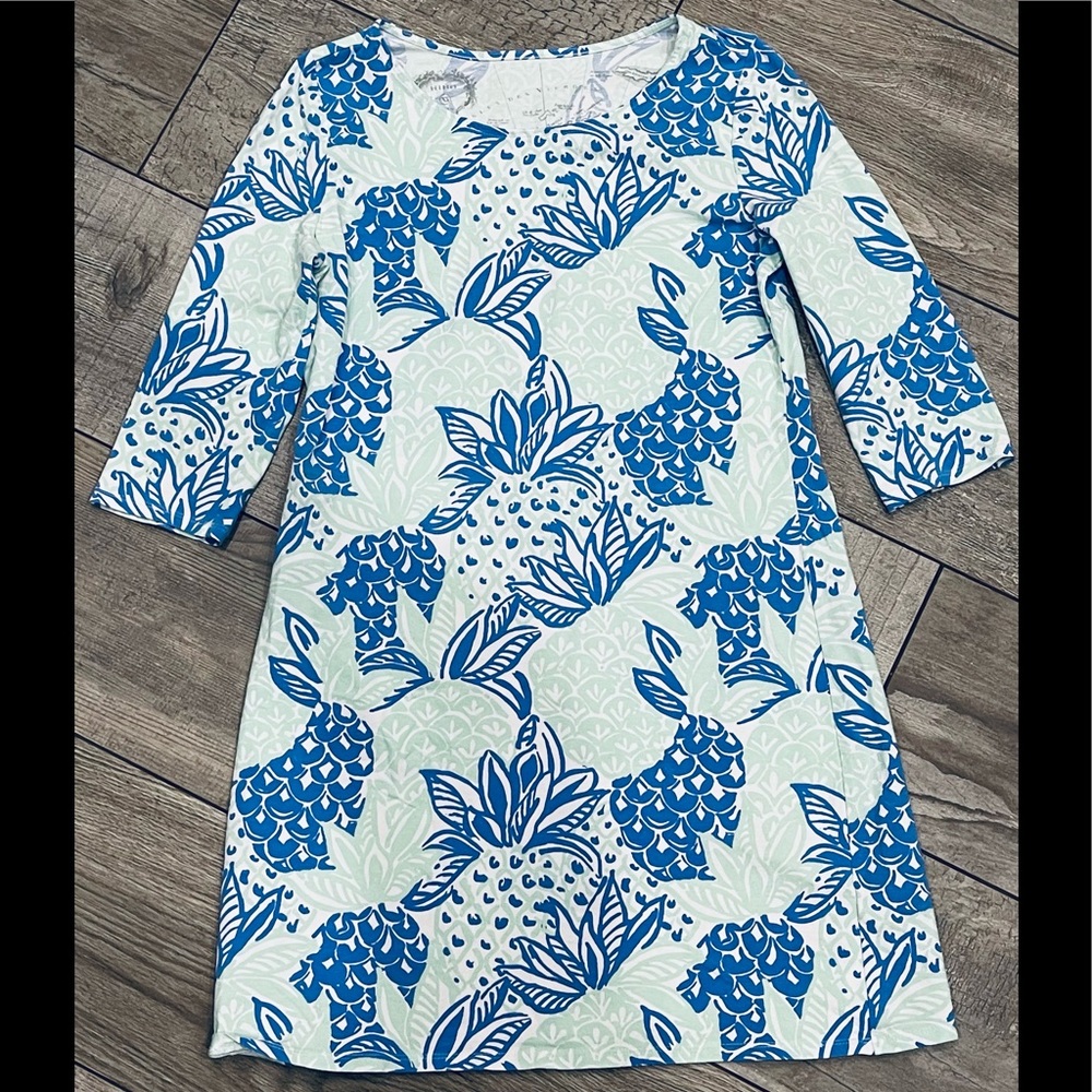 New Womens HI HO Jill Blue Floral Pineapple Dress Size- XS